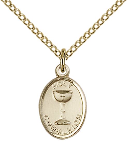 14KT GOLD FILLED EUCHARISTIC PENDANT WITH CHAIN - 1/2" x 3/8"