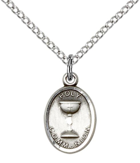 STERLING SILVER EUCHARISTIC PENDANT WITH CHAIN - 1/2" x 3/8"