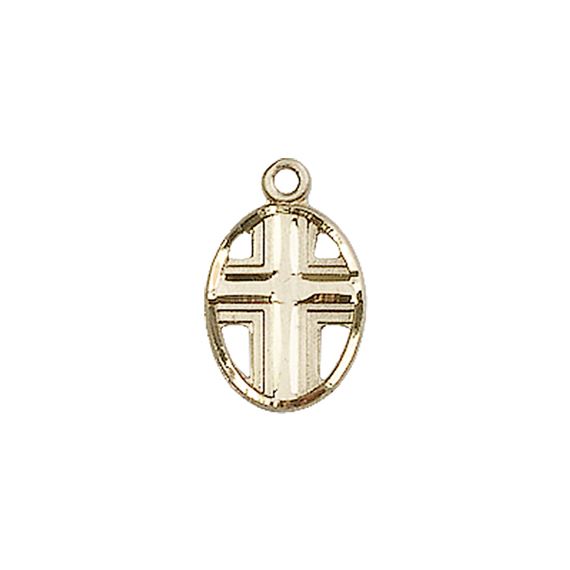 14KT GOLD CROSS MEDAL - 1/2" x 3/8"