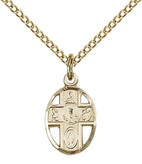14KT GOLD FILLED 5-WAY - CHALICE PENDANT WITH CHAIN - 1/2" x 1/4"