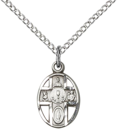 STERLING SILVER 5-WAY - CHALICE PENDANT WITH CHAIN - 1/2" x 1/4"