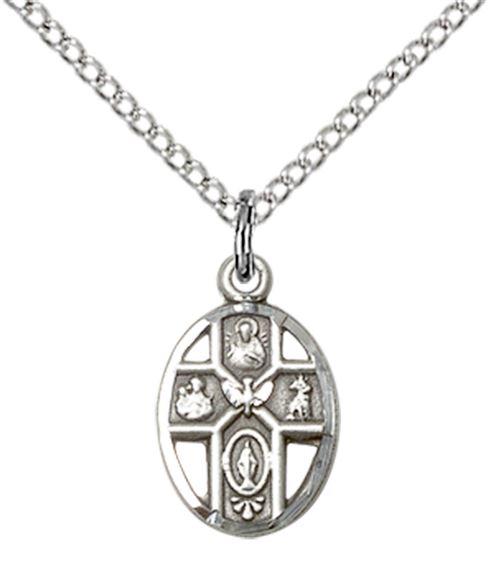 STERLING SILVER 5-WAY PENDANT WITH CHAIN - 1/2" x 3/8"