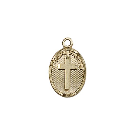 14KT GOLD FRIEND IN JESUS CROSS MEDAL - 1/2" x 1/4"