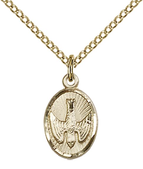 14KT GOLD FILLED HOLY SPIRIT PENDANT WITH CHAIN - 1/2" x 3/8"