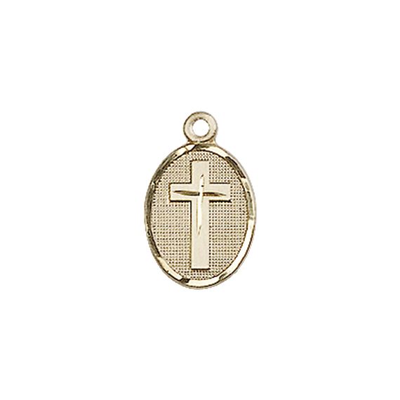 14KT GOLD CROSS MEDAL - 1/2" x 1/4"