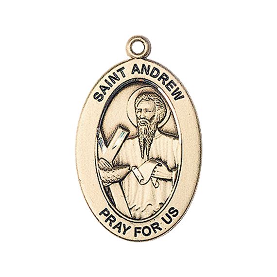 14KT GOLD ST ANDREW THE APOSTLE MEDAL - 1" x 5/8"
