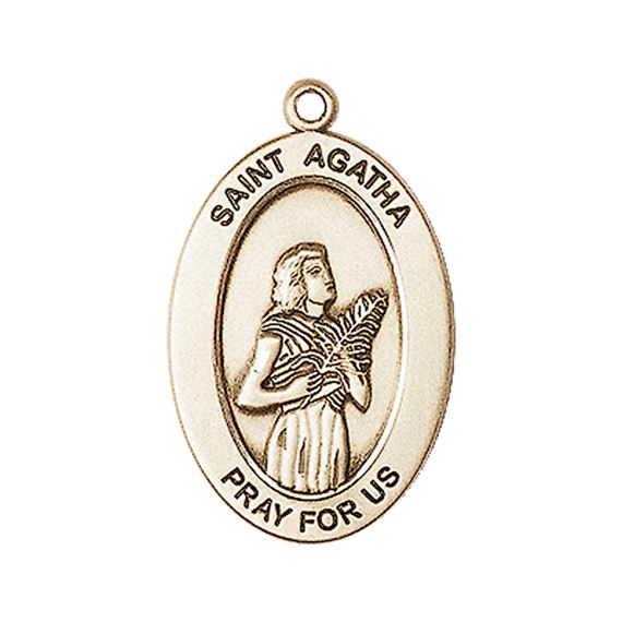 14KT GOLD ST AGATHA MEDAL - 1" x 5/8"