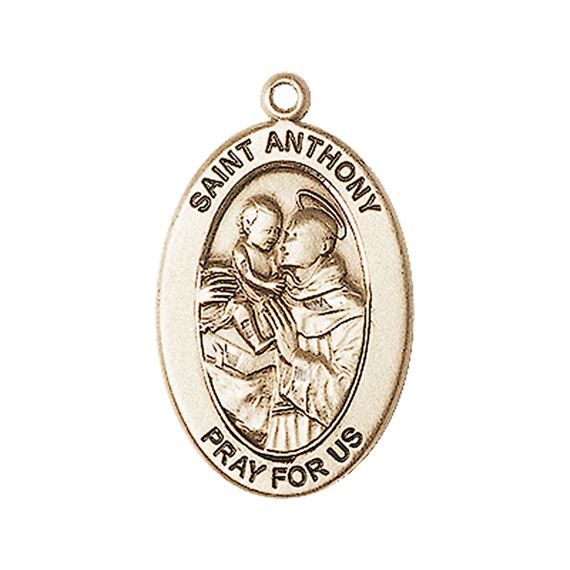 14KT GOLD ST ANTHONY OF PADUA MEDAL - 1" x 5/8"