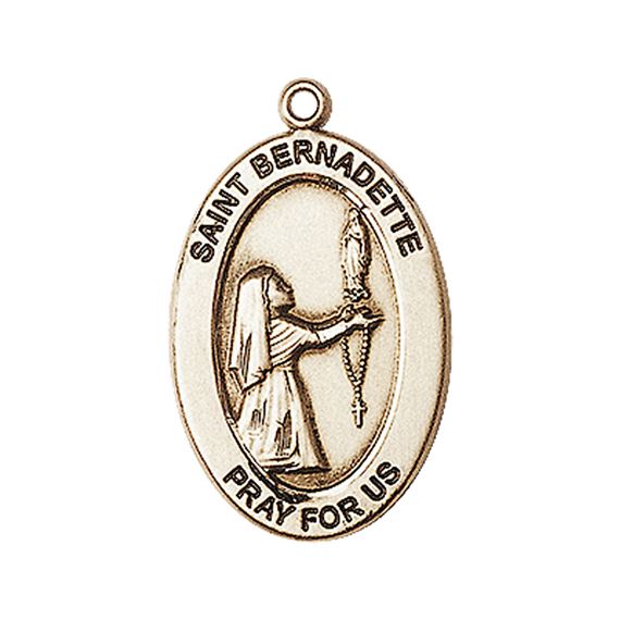 14KT GOLD ST BERNADETTE MEDAL - 1" x 5/8"