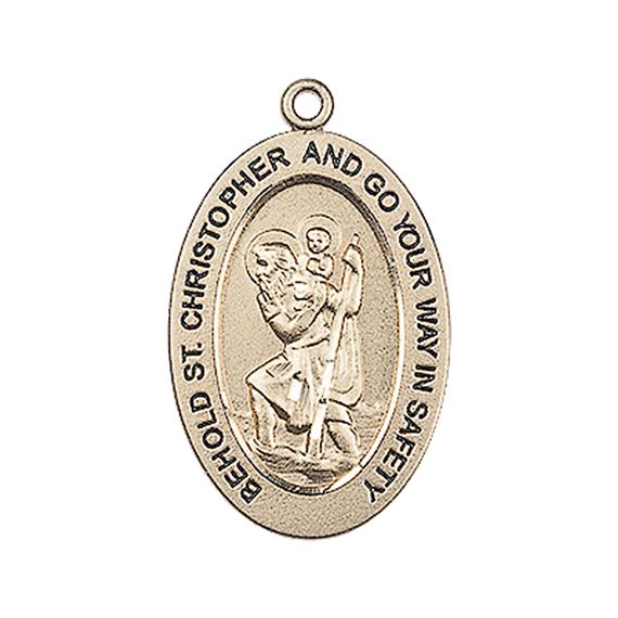 14KT GOLD ST CHRISTOPHER MEDAL - 1" x 5/8"