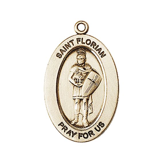 14KT GOLD ST FLORIAN MEDAL - 1" x 5/8"