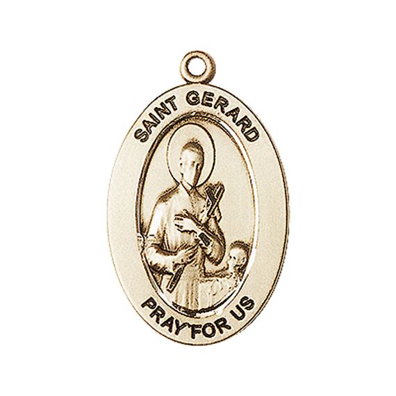 14KT GOLD ST GERARD MAJELLA MEDAL - 1" x 5/8"