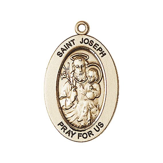 14KT GOLD ST JOSEPH MEDAL - 1" x 5/8"
