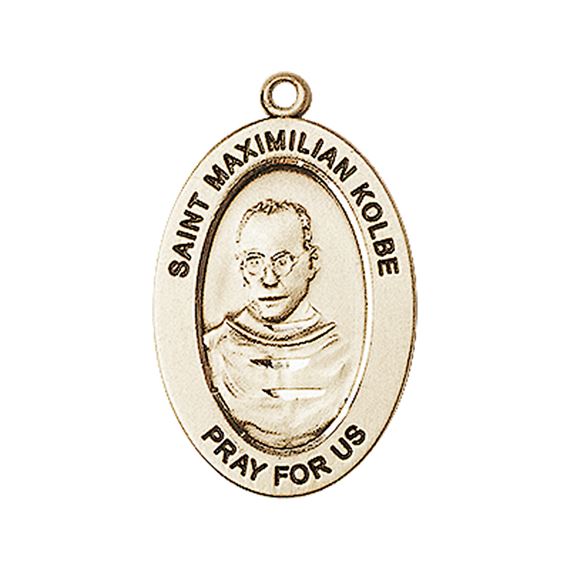 14KT GOLD ST MAXIMILIAN KOLBE MEDAL - 1" x 5/8"