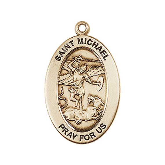14KT GOLD ST MICHAEL THE ARCHANGEL MEDAL - 1" x 5/8"