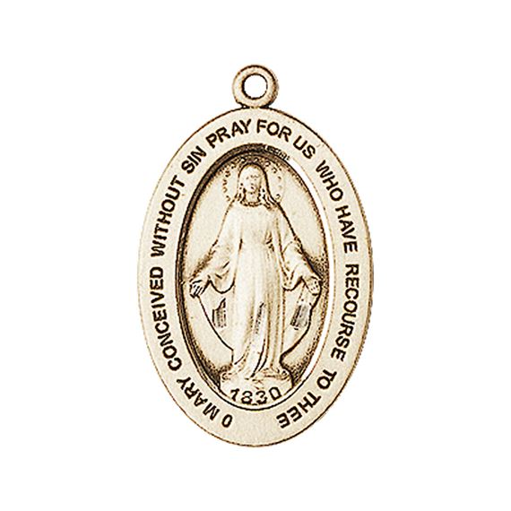 14KT GOLD MIRACULOUS MEDAL - 1" x 5/8"