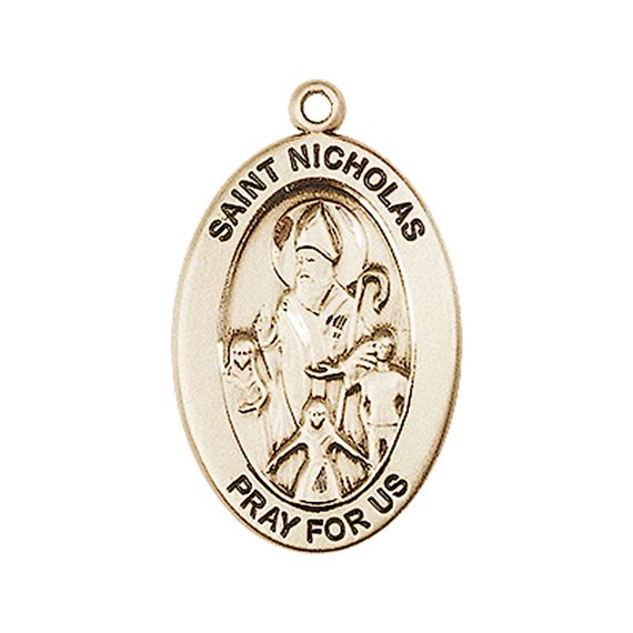 14KT GOLD ST NICHOLAS MEDAL - 1" x 5/8"