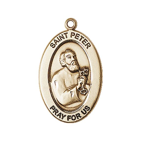 14KT GOLD ST PETER THE APOSTLE MEDAL - 1" x 5/8"