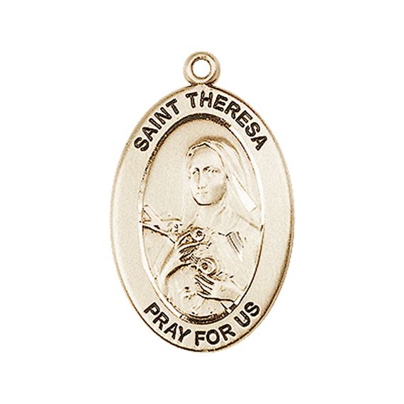 14KT GOLD ST THERESA MEDAL - 1" x 5/8"