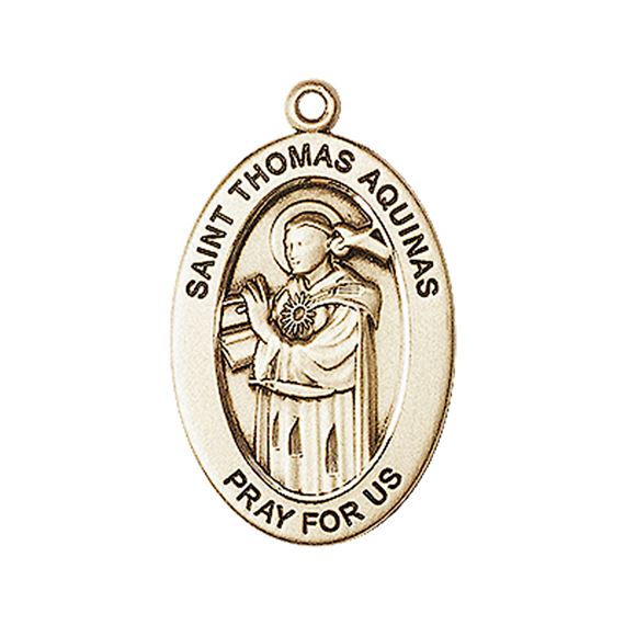 14KT GOLD ST THOMAS AQUINAS MEDAL - 1" x 5/8"