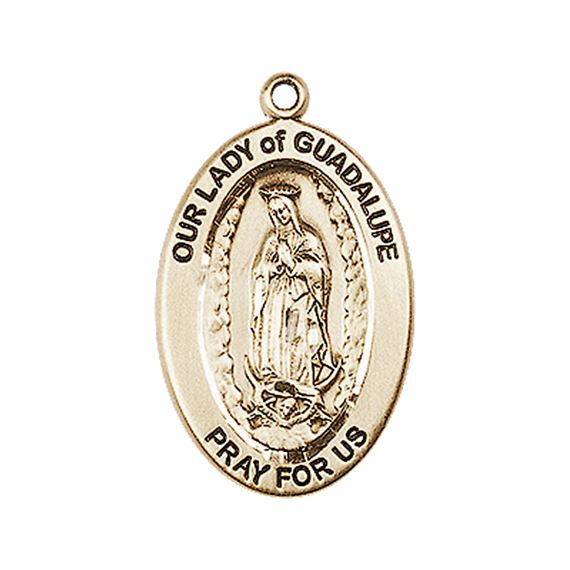 14KT GOLD O-L OF GUADALUPE MEDAL - 1" x 5/8"
