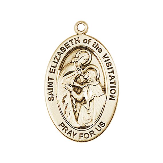 14KT GOLD ST ELIZABETH OF THE VISITATION MEDAL - 1" x 5/8"