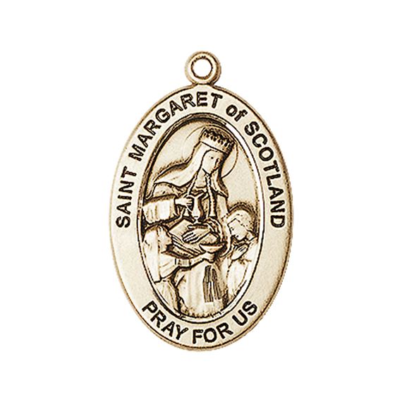 14KT GOLD ST MARGARET OF SCOTLAND MEDAL - 1" x 5/8"