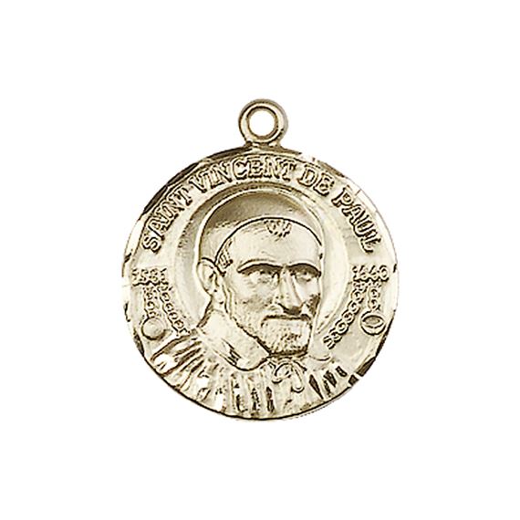 14KT GOLD ST VINCENT DE PAUL MEDAL - 3/4" x 5/8"