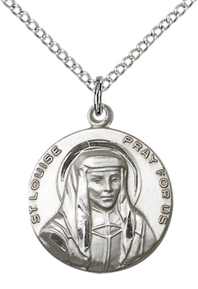 STERLING SILVER ST LOUISE PENDANT WITH CHAIN - 3/4" x 5/8"