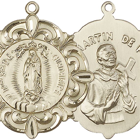 14KT GOLD OUR LADY OF GUADALUPE MEDAL - 1 1/4" x 1 1/8"