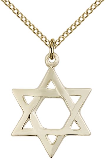 14KT GOLD FILLED STAR OF DAVID PENDANT WITH CHAIN - 7/8" x 5/8"