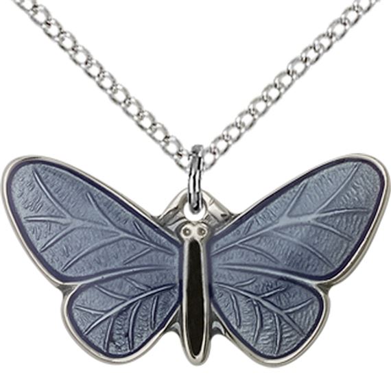 STERLING SILVER BUTTERFLY PENDANT WITH CHAIN - 1/2" x 1"