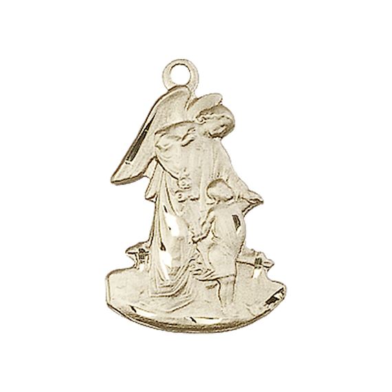 14KT GOLD GUARDIAN ANGEL MEDAL - 7/8" x 1/2"