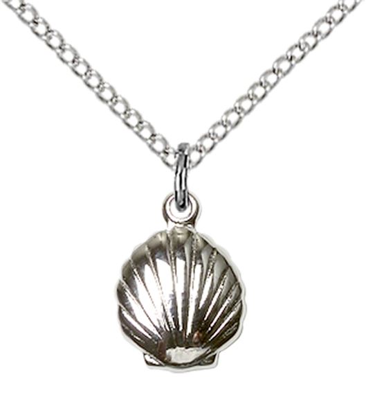 STERLING SILVER SHELL PENDANT WITH CHAIN - 1/2" x 1/4"