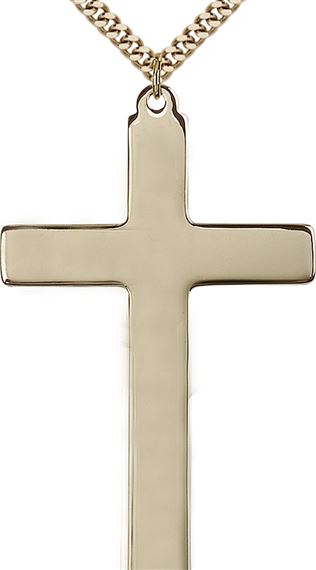 14KT GOLD FILLED CHOIR CROSS PENDANT WITH CHAIN - 2 1/2" x 1 3/8"