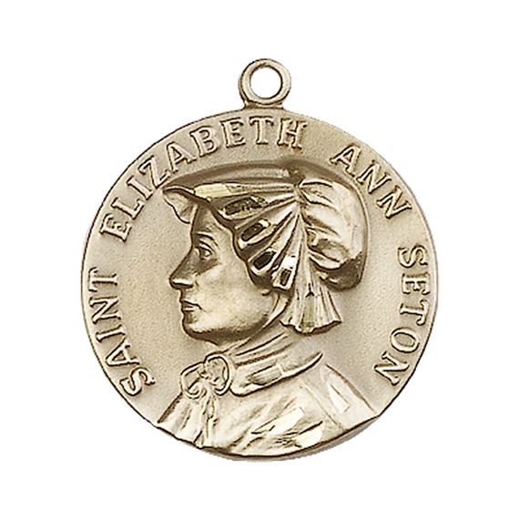 14KT GOLD ST ELIZABETH ANN SETON MEDAL - 1" x 7/8"