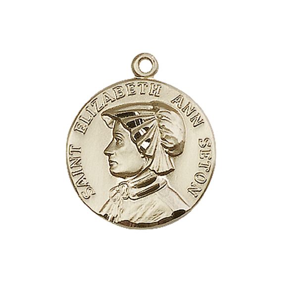 14KT GOLD ST ELIZABETH ANN SETON MEDAL - 3/4" x 5/8"