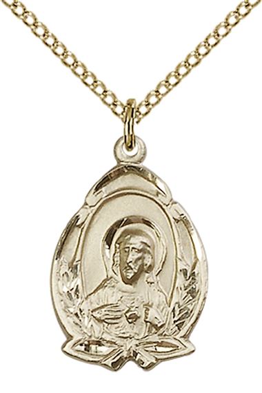 14KT GOLD FILLED SCAPULAR PENDANT WITH CHAIN - 3/4" x 1/2"
