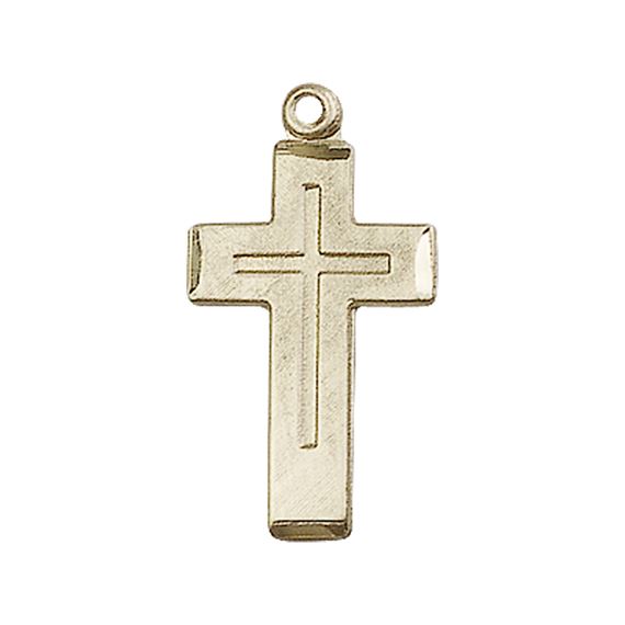 14KT GOLD CROSS MEDAL - 7/8" x 1/2"