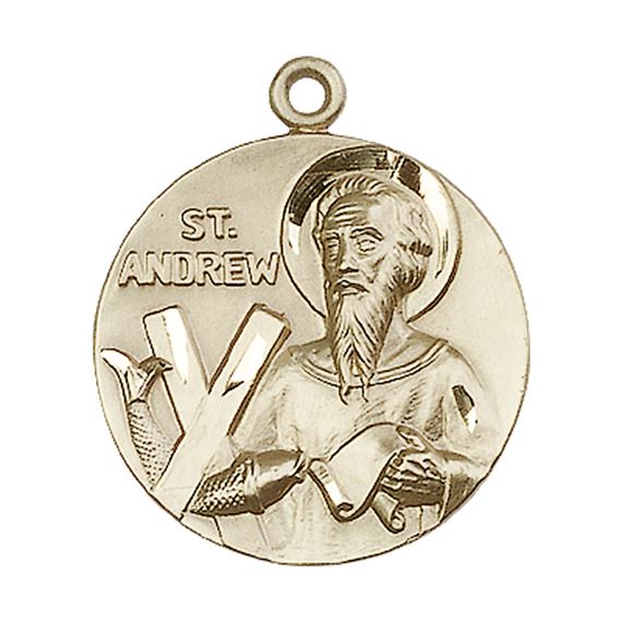 14KT GOLD ST ANDREW MEDAL - 1" x 7/8"
