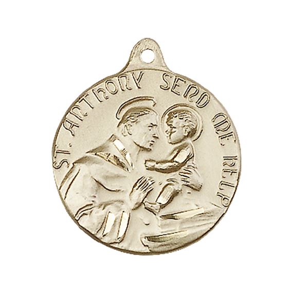 14KT GOLD ST ANTHONY MEDAL - 7/8" x 3/4"