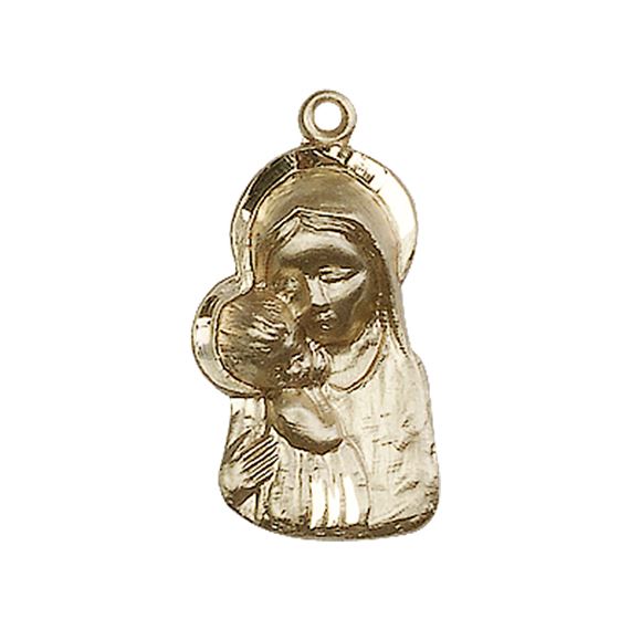 14KT GOLD MADONNA & CHILD MEDAL - 7/8" x 1/2"