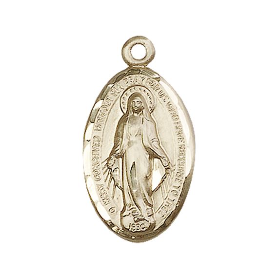 14KT GOLD MIRACULOUS MEDAL - 7/8" x 1/2"