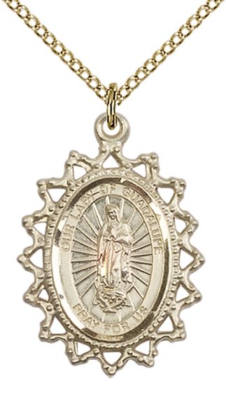 14KT GOLD FILLED OUR LADY OF GUADALUPE PENDANT WITH CHAIN