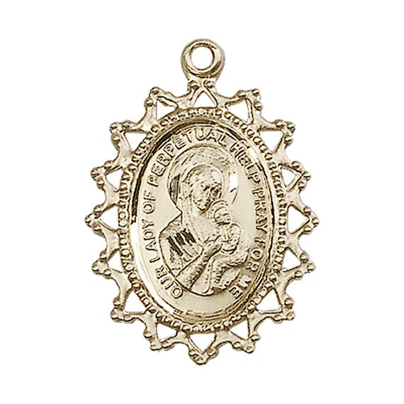 14KT GOLD OUR LADY OF PERPETUAL HELP MEDAL - 1" x 3/4"
