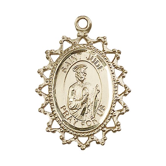 14KT GOLD ST JUDE MEDAL - 1" x 3/4"