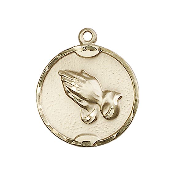 14KT GOLD PRAYING HANDS MEDAL - 7/8" x 3/4"