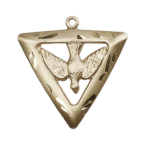 14KT GOLD HOLY SPIRIT - TRIANGLE MEDAL - 1" x 7/8"
