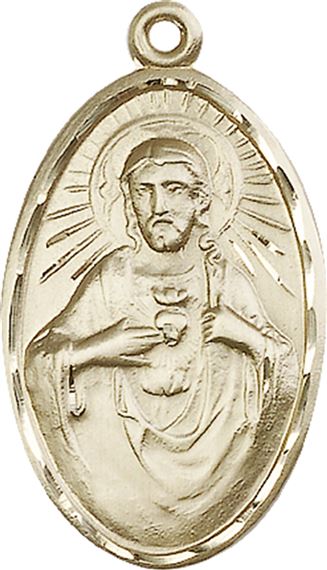 14KT GOLD SCAPULAR MEDAL - 1 3/8" x 3/4"