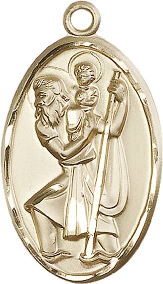 14KT GOLD ST CHRISTOPHER MEDAL - 1 3/8" x 3/4"